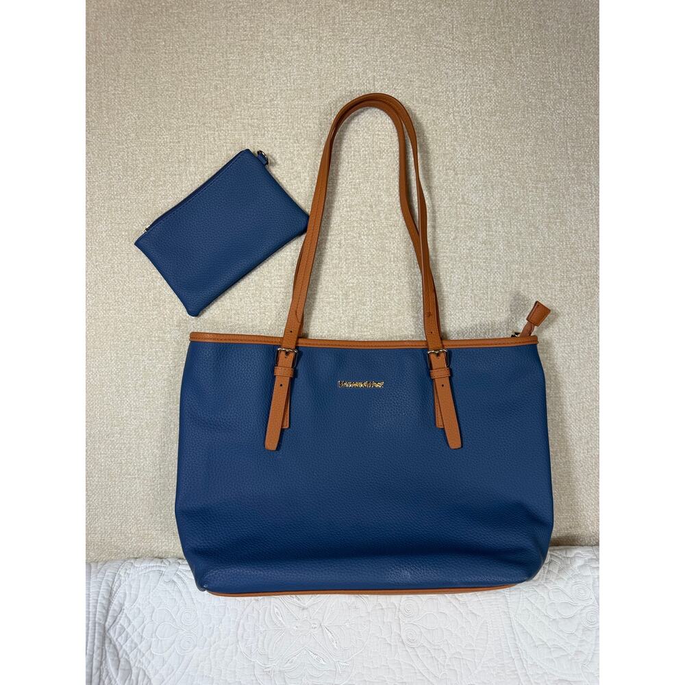 Montana West Women's Blue/Brown Tote Purse Carryall Handbag With Pouch Western